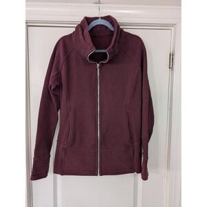 Lululemon Radiant Jacket Burgundy Cowl Neck Full Zip Women's‎ Size 12 Athleisure